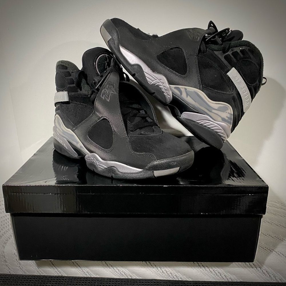 Jordan 8 Retro Winterized Black Gunsmoke - Metallic Silver Size 9